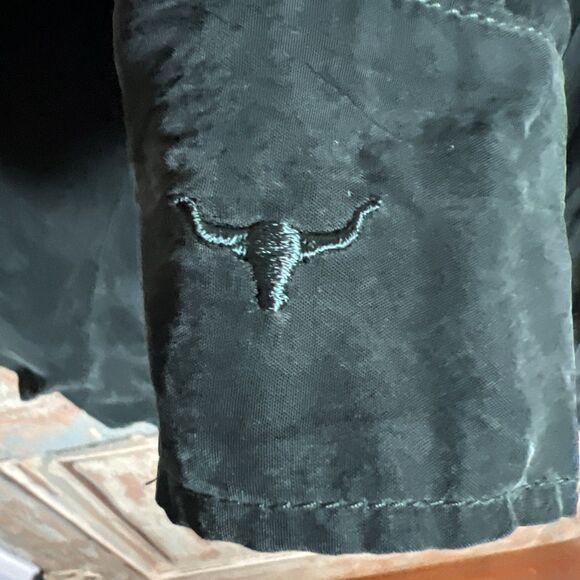 Vintage Longhorn Niver Western Wear Shirt L Large Embossed Silver Oblong Buttons - Picture 6 of 8